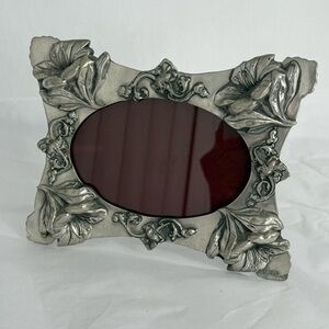 ELIAS FINE PEWTER & Sterling Photo Frame (1985) Art Nouveau Ornate 3D Floral